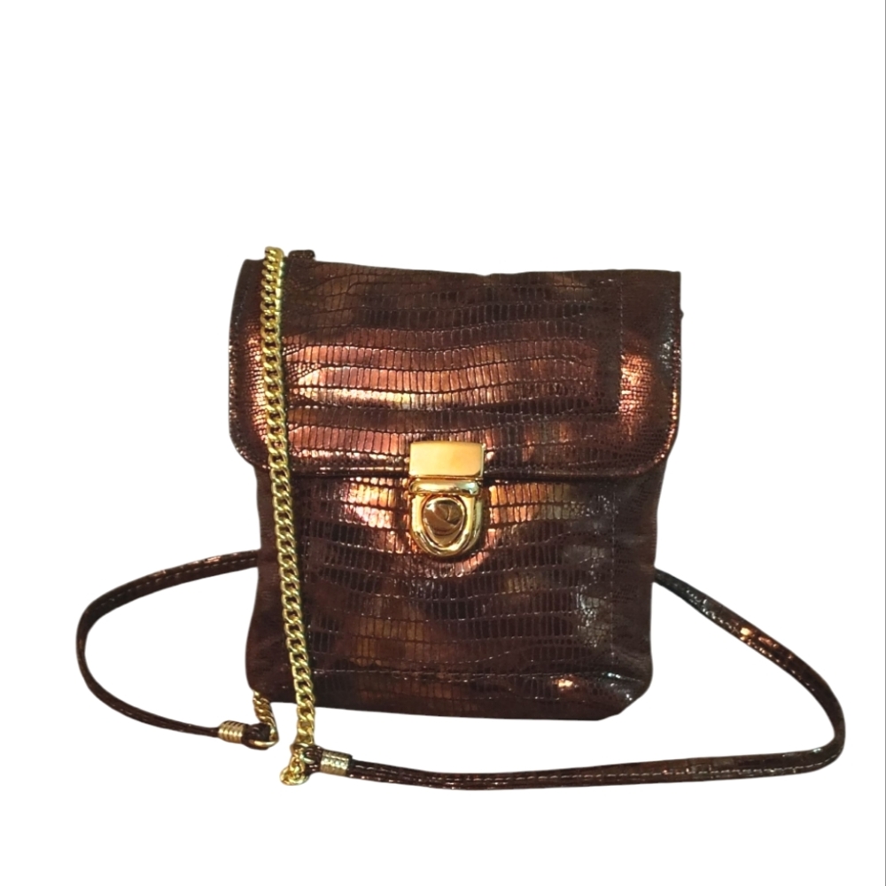 Vintage Bags By Pinky Metallic‎ Gold Bronze Shoulder Crossbody Y2K 80's 90s Bag